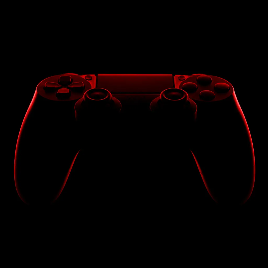 Silueta de un joystick con luz roja / Controller silhouette rim-lit in red