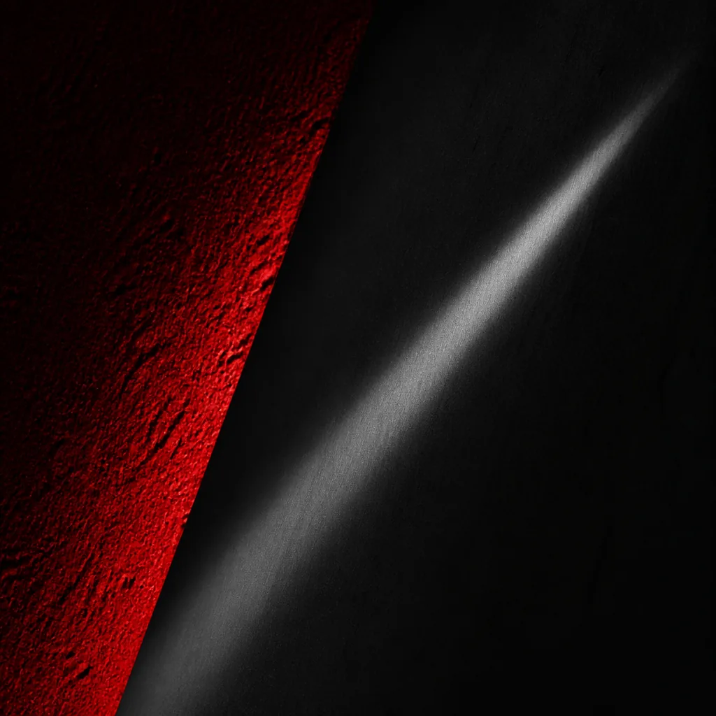 Textura geométrica roja y negra con haz de luz diagonal / Red and black geometric texture with diagonal light streak